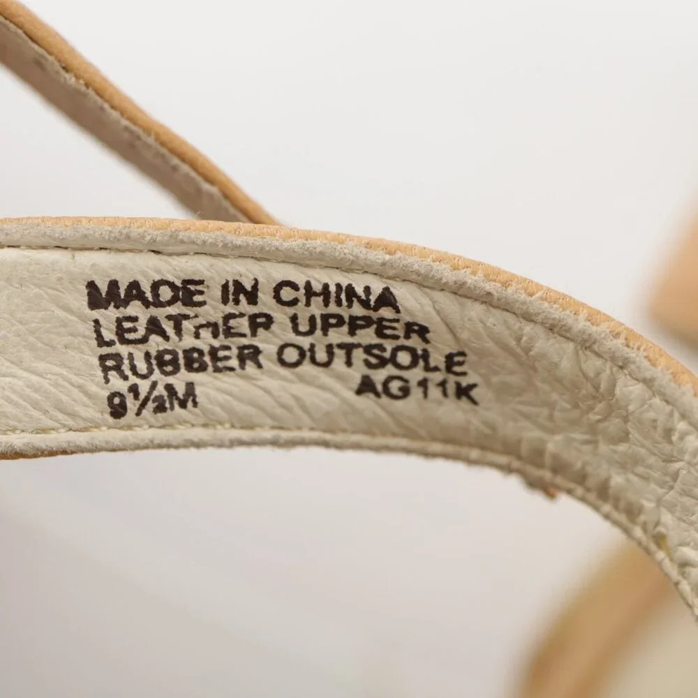 Michael Kors Womens Palm Beach Sandal Size 9.5 Tan Nude Patent Wedge‎ Espadrille